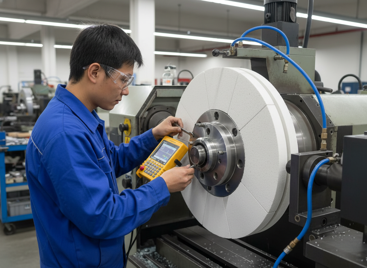Dynamic balancing of a precision grinding wheel using digital vibration analyzer on CNC cylindrical grinding machine